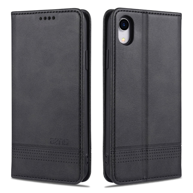AZNS Magnetic Calf Texture Horizontal Flip Leather Case with Card Slots & Holder & Wallet For iPhone XR(Black)-garmade.com
