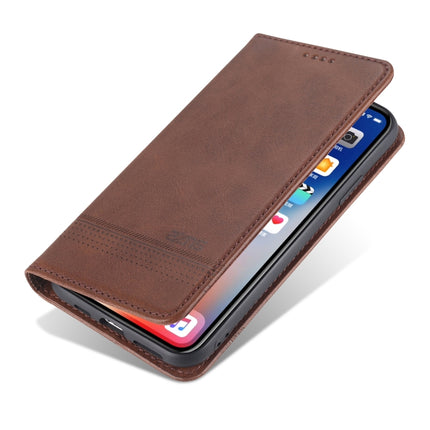AZNS Magnetic Calf Texture Horizontal Flip Leather Case with Card Slots & Holder & Wallet For iPhone XS Max(Dark Brown)-garmade.com