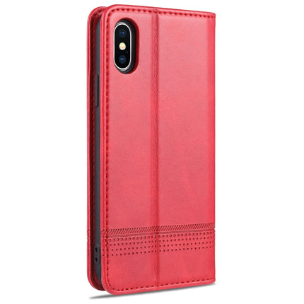 AZNS Magnetic Calf Texture Horizontal Flip Leather Case with Card Slots & Holder & Wallet For iPhone XS Max(Red)-garmade.com