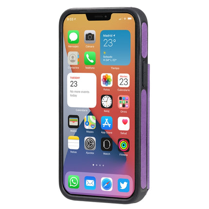 Cat Tree Embossing Pattern Shockproof Protective Case with Card Slots & Photo Frame & Holder For iPhone 12 mini(Purple)-garmade.com