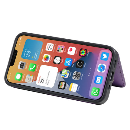 Cat Tree Embossing Pattern Shockproof Protective Case with Card Slots & Photo Frame & Holder For iPhone 12 mini(Purple)-garmade.com