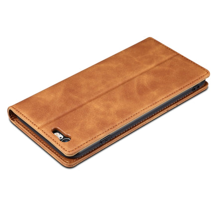 GUSSIM GS-001 Business Style Horizontal Flip Skin Feel PU Leather Case with Holder & Card Slots & Wallet & Photo Frame For iPhone 6 / 6s(Brown)-garmade.com