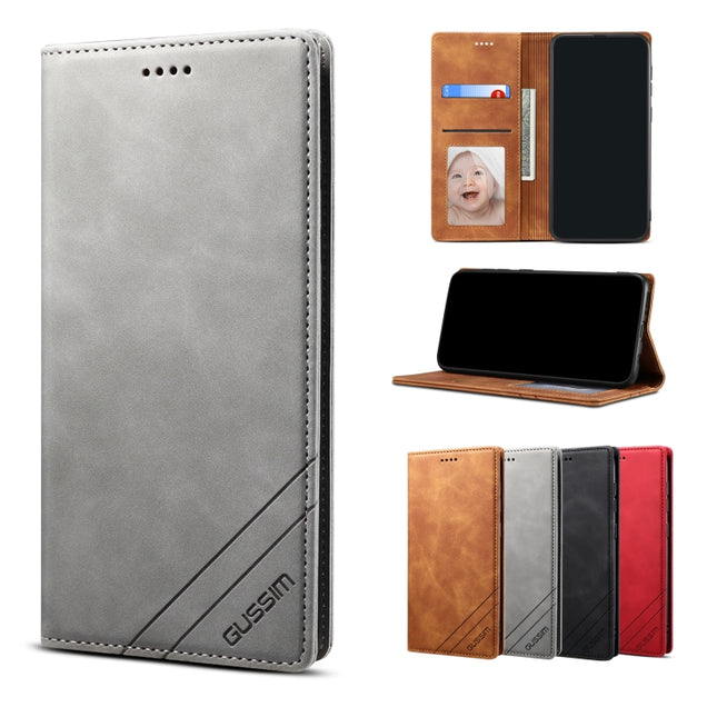 GUSSIM GS-001 Business Style Horizontal Flip Skin Feel PU Leather Case with Holder & Card Slots & Wallet & Photo Frame For iPhone XR(Grey)-garmade.com