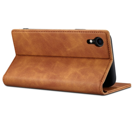 GUSSIM GS-001 Business Style Horizontal Flip Skin Feel PU Leather Case with Holder & Card Slots & Wallet & Photo Frame For iPhone XR(Brown)-garmade.com