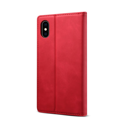 GUSSIM GS-001 Business Style Horizontal Flip Skin Feel PU Leather Case with Holder & Card Slots & Wallet & Photo Frame For iPhone X / XS(Red)-garmade.com