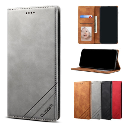 GUSSIM GS-001 Business Style Horizontal Flip Skin Feel PU Leather Case with Holder & Card Slots & Wallet & Photo Frame For iPhone X / XS(Grey)-garmade.com