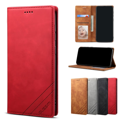 For Samsung Galaxy S20 GUSSIM GS-001 Business Style Horizontal Flip Skin Feel PU Leather Case with Holder & Card Slots & Wallet & Photo Frame(Red)-garmade.com