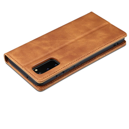 For Samsung Galaxy S20 GUSSIM GS-001 Business Style Horizontal Flip Skin Feel PU Leather Case with Holder & Card Slots & Wallet & Photo Frame(Brown)-garmade.com
