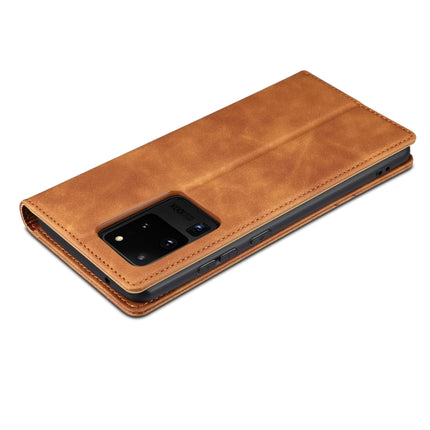 For Samsung Galaxy S20 Ultra GUSSIM GS-001 Business Style Horizontal Flip Skin Feel PU Leather Case with Holder & Card Slots & Wallet & Photo Frame(Brown)-garmade.com