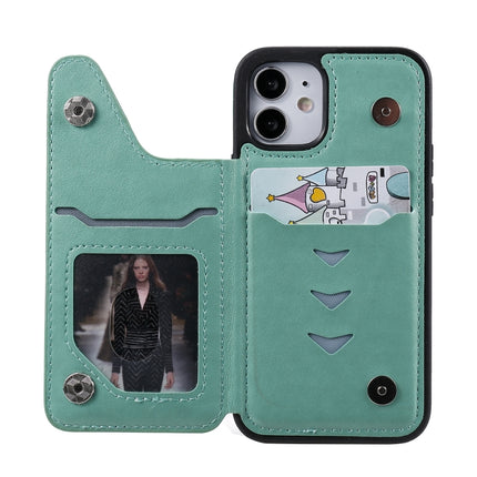 Cat Bee Embossing Pattern Shockproof Protective Case with Card Slots & Photo Frame For iPhone 12 mini (Green)-garmade.com