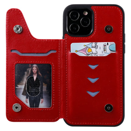 Cat Bee Embossing Pattern Shockproof Protective Case with Card Slots & Photo Frame For iPhone 12 / 12 Pro(Red)-garmade.com