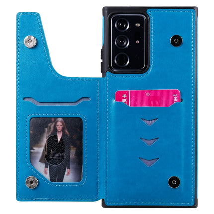 Cat Bee Embossing Pattern Shockproof Protective Case with Card Slots & Photo Frame For Samsung Galaxy Note20 Ultra(Blue)-garmade.com