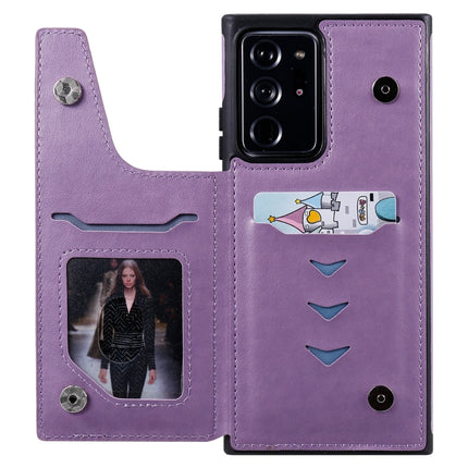Cat Bee Embossing Pattern Shockproof Protective Case with Card Slots & Photo Frame For Samsung Galaxy Note20 Ultra(Purple)-garmade.com