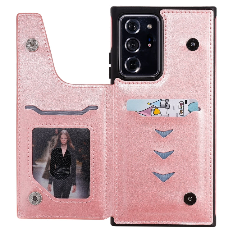 Cat Bee Embossing Pattern Shockproof Protective Case with Card Slots & Photo Frame For Samsung Galaxy Note20 Ultra(Rose Gold)-garmade.com