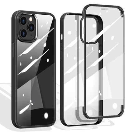 Double-sided Plastic Glass Protective Case For iPhone 12 mini(Black)-garmade.com