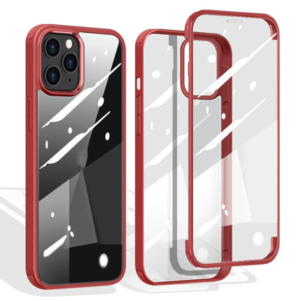 Double-sided Plastic Glass Protective Case For iPhone 12 / 12 Pro(Red)-garmade.com