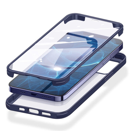 Double-sided Plastic Glass Protective Case For iPhone 12 / 12 Pro(Blue)-garmade.com