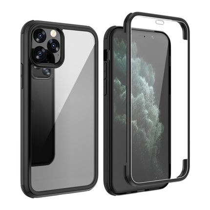 Double-sided Plastic Glass Protective Case For iPhone 11 Pro Max(Black)-garmade.com