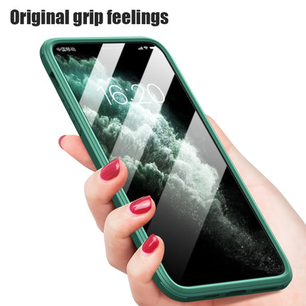 Double-sided Plastic Glass Protective Case For iPhone 11 Pro Max(Dark Green)-garmade.com