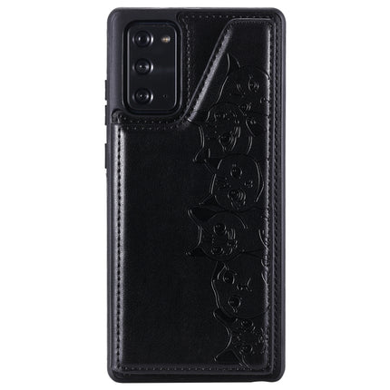 Six Cats Embossing Pattern Protective Case with Holder & Card Slots & Photo Frame For Samsung Galaxy Note20(Black)-garmade.com