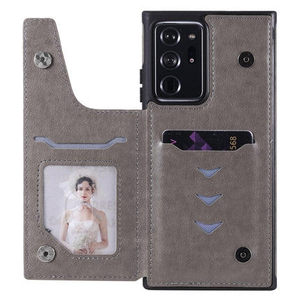 Six Cats Embossing Pattern Protective Case with Holder & Card Slots & Photo Frame For Samsung Galaxy Note20 Ultra(Grey)-garmade.com