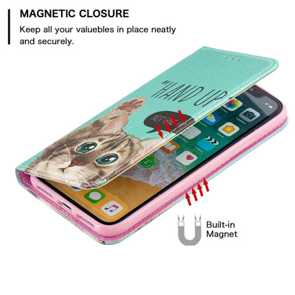 Colored Drawing Pattern Invisible Magnetic Horizontal Flip PU Leather Case with Holder & Card Slots & Wallet For iPhone X / XS(Cat)-garmade.com