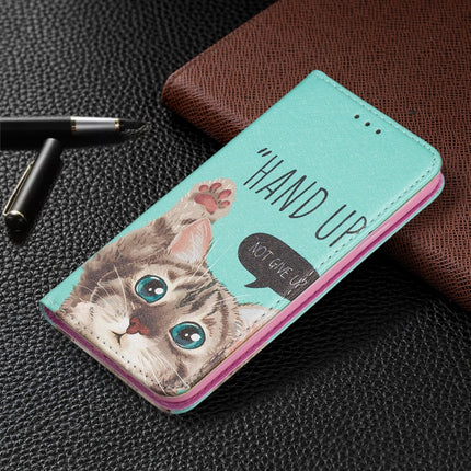 Colored Drawing Pattern Invisible Magnetic Horizontal Flip PU Leather Case with Holder & Card Slots & Wallet For iPhone X / XS(Cat)-garmade.com