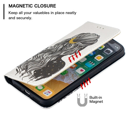 Colored Drawing Pattern Invisible Magnetic Horizontal Flip PU Leather Case with Holder & Card Slots & Wallet For iPhone X / XS(Girl)-garmade.com