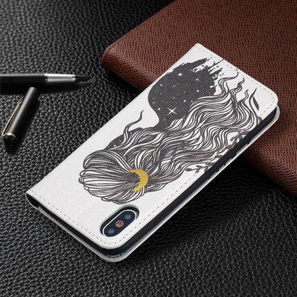Colored Drawing Pattern Invisible Magnetic Horizontal Flip PU Leather Case with Holder & Card Slots & Wallet For iPhone X / XS(Girl)-garmade.com