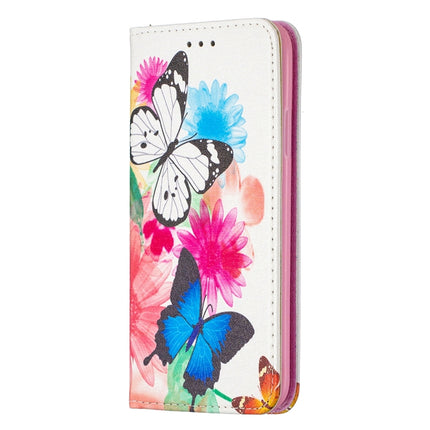 Colored Drawing Pattern Invisible Magnetic Horizontal Flip PU Leather Case with Holder & Card Slots & Wallet For iPhone X / XS(Two Butterflies)-garmade.com