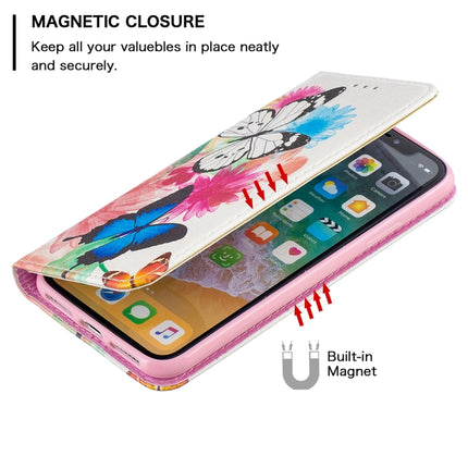 Colored Drawing Pattern Invisible Magnetic Horizontal Flip PU Leather Case with Holder & Card Slots & Wallet For iPhone X / XS(Two Butterflies)-garmade.com
