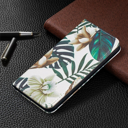 Colored Drawing Pattern Invisible Magnetic Horizontal Flip PU Leather Case with Holder & Card Slots & Wallet For iPhone X / XS(Red Leaves)-garmade.com