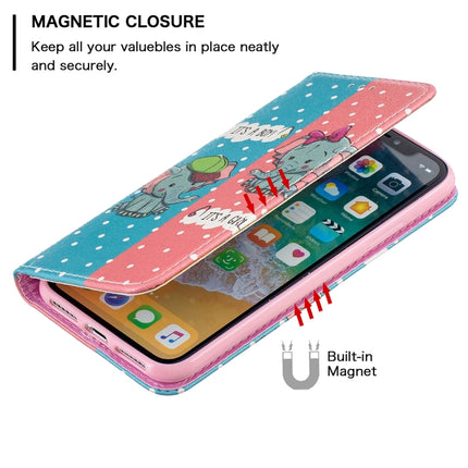 Colored Drawing Pattern Invisible Magnetic Horizontal Flip PU Leather Case with Holder & Card Slots & Wallet For iPhone X / XS(Elephant)-garmade.com