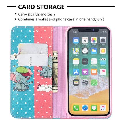Colored Drawing Pattern Invisible Magnetic Horizontal Flip PU Leather Case with Holder & Card Slots & Wallet For iPhone X / XS(Elephant)-garmade.com