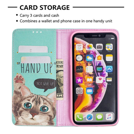 Colored Drawing Pattern Invisible Magnetic Horizontal Flip PU Leather Case with Holder & Card Slots & Wallet For iPhone XR(Cat)-garmade.com