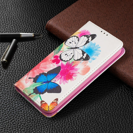 Colored Drawing Pattern Invisible Magnetic Horizontal Flip PU Leather Case with Holder & Card Slots & Wallet For iPhone XR(Two Butterflies)-garmade.com