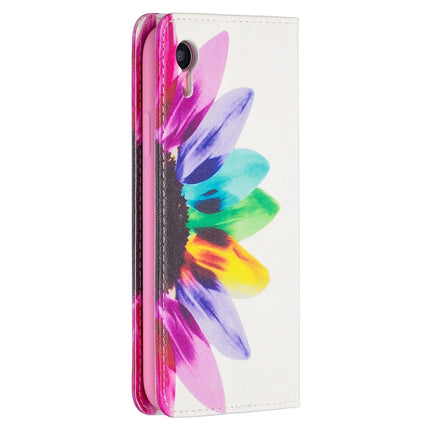 Colored Drawing Pattern Invisible Magnetic Horizontal Flip PU Leather Case with Holder & Card Slots & Wallet For iPhone XR(Sun Flower)-garmade.com