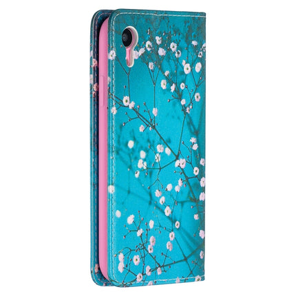 Colored Drawing Pattern Invisible Magnetic Horizontal Flip PU Leather Case with Holder & Card Slots & Wallet For iPhone XR(Plum Blossom)-garmade.com