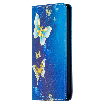 Colored Drawing Pattern Invisible Magnetic Horizontal Flip PU Leather Case with Holder & Card Slots & Wallet For iPhone XR(Gold Butterflies)-garmade.com