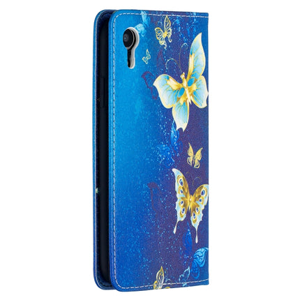 Colored Drawing Pattern Invisible Magnetic Horizontal Flip PU Leather Case with Holder & Card Slots & Wallet For iPhone XR(Gold Butterflies)-garmade.com