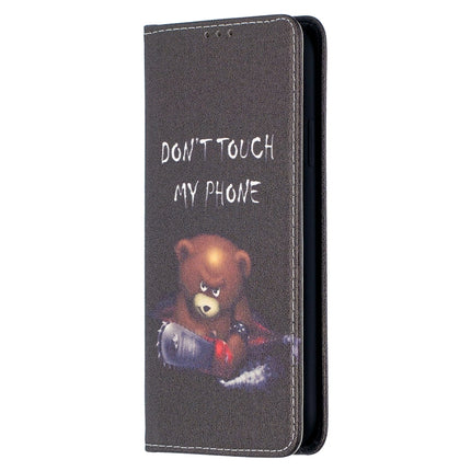 Colored Drawing Pattern Invisible Magnetic Horizontal Flip PU Leather Case with Holder & Card Slots & Wallet For iPhone XR(Bear)-garmade.com