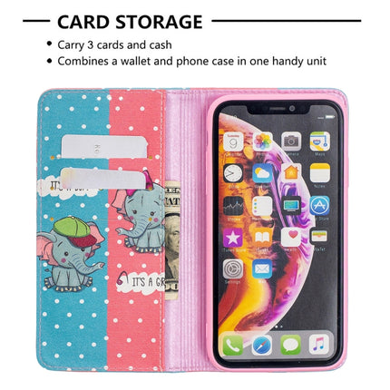 Colored Drawing Pattern Invisible Magnetic Horizontal Flip PU Leather Case with Holder & Card Slots & Wallet For iPhone XR(Elephant)-garmade.com
