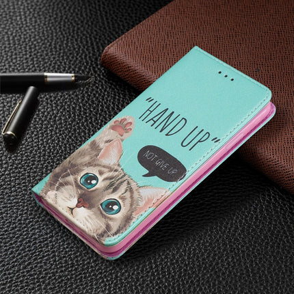 Colored Drawing Pattern Invisible Magnetic Horizontal Flip PU Leather Case with Holder & Card Slots & Wallet For iPhone XS Max(Cat)-garmade.com