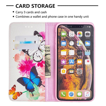 Colored Drawing Pattern Invisible Magnetic Horizontal Flip PU Leather Case with Holder & Card Slots & Wallet For iPhone XS Max(Two Butterflies)-garmade.com