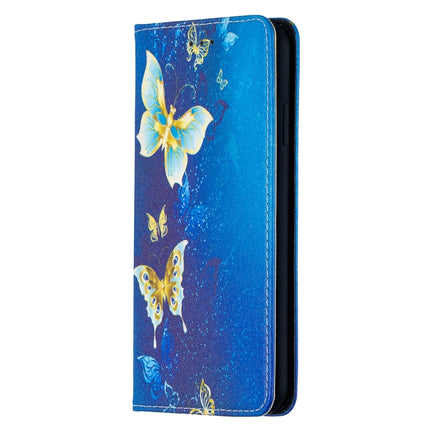 Colored Drawing Pattern Invisible Magnetic Horizontal Flip PU Leather Case with Holder & Card Slots & Wallet For iPhone XS Max(Gold Butterflies)-garmade.com