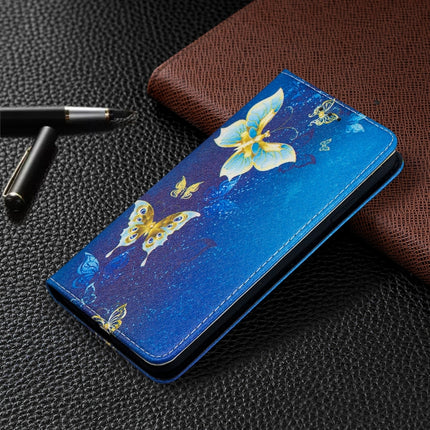 Colored Drawing Pattern Invisible Magnetic Horizontal Flip PU Leather Case with Holder & Card Slots & Wallet For iPhone XS Max(Gold Butterflies)-garmade.com