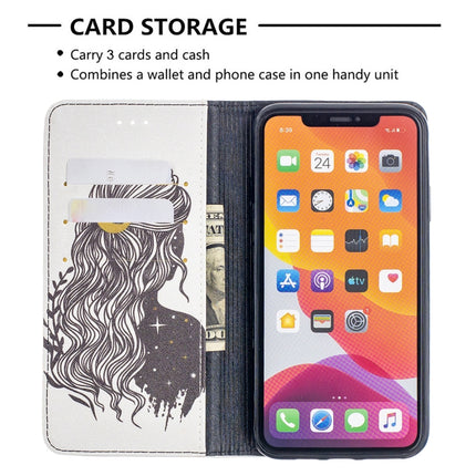 Colored Drawing Pattern Invisible Magnetic Horizontal Flip PU Leather Case with Holder & Card Slots & Wallet For iPhone 11 Pro(Girl)-garmade.com