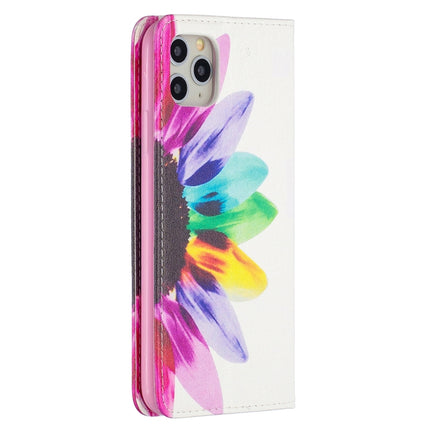 Colored Drawing Pattern Invisible Magnetic Horizontal Flip PU Leather Case with Holder & Card Slots & Wallet For iPhone 11 Pro(Sun Flower)-garmade.com