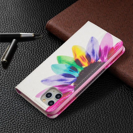 Colored Drawing Pattern Invisible Magnetic Horizontal Flip PU Leather Case with Holder & Card Slots & Wallet For iPhone 11 Pro(Sun Flower)-garmade.com