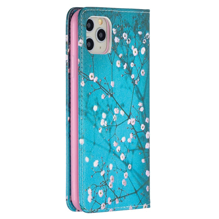 Colored Drawing Pattern Invisible Magnetic Horizontal Flip PU Leather Case with Holder & Card Slots & Wallet For iPhone 11 Pro(Plum Blossom)-garmade.com